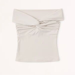 Abercrombie Cream Off-Shoulder Twist Front Women's Top Size XS